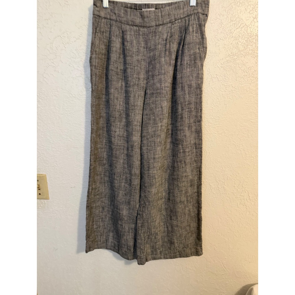 Rachel Comey Target Herringbone Wide Leg Linen Blend Pants Black White Size 8